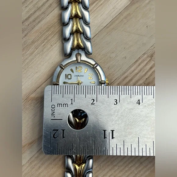 Overload Ladies Watch Two Tone Stainless Weave Bracelet White Dial - Picture 8 of 9